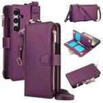 For Samsung Galaxy S24 5G Crossbody Ring Multifunctional Wallet Leather Phone Case(Dark Purple)