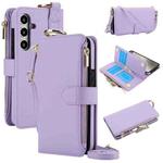 For Samsung Galaxy S24 5G Crossbody Ring Multifunctional Wallet Leather Phone Case(Purple)