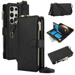 For Samsung Galaxy S23 Ultra 5G Crossbody Ring Multifunctional Wallet Leather Phone Case(Black)