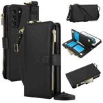 For Samsung Galaxy S21+ 5G Crossbody Ring Multifunctional Wallet Leather Phone Case(Black)