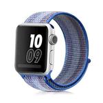 For Apple Watch Series 7 41mm / 6 & SE & 5 & 4 40mm / 3 & 2 & 1 38mm Nylon Loop Watch Band(Striped Lake Blue)