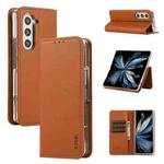 For Samsung Galaxy Z Fold5 ABEEL RFID Magnetic Flip Leather Phone Case(Brown)