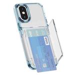 For iPhone XS Max Card Holder Acrylic Hybrid TPU Phone Case(Transparent Blue)