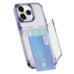 For iPhone 11 Pro Card Holder Acrylic Hybrid TPU Phone Case(Transparent Purple)