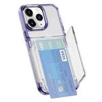 For iPhone 11 Pro Max Card Holder Acrylic Hybrid TPU Phone Case(Transparent Purple)