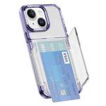 For iPhone 13 Card Holder Acrylic Hybrid TPU Phone Case(Transparent Purple)
