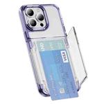 For iPhone 15 Pro Card Holder Acrylic Hybrid TPU Phone Case(Transparent Purple)