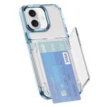 For iPhone 16 Card Holder Acrylic Hybrid TPU Phone Case(Transparent Blue)