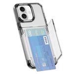 For iPhone 16 Plus Card Holder Acrylic Hybrid TPU Phone Case(Transparent Black)