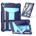 For iPad Air 11 2024 T Holder Robot Silicone Hybrid PC Tablet Case(Navy Blue Blue)