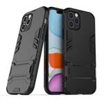 For iPhone 12 / 12 Pro PC + TPU Shockproof Protective Case with Invisible Holder(Black)