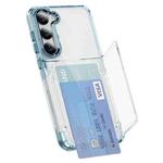 For Samsung Galaxy S22+ 5G Card Holder Acrylic Hybrid TPU Phone Case(Transparent Blue)