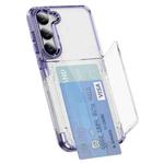 For Samsung Galaxy S22+ 5G Card Holder Acrylic Hybrid TPU Phone Case(Transparent Purple)