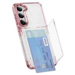 For Samsung Galaxy S23+ 5G Card Holder Acrylic Hybrid TPU Phone Case(Transparent Pink)
