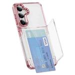 For Samsung Galaxy S23 FE 5G Card Holder Acrylic Hybrid TPU Phone Case(Transparent Pink)