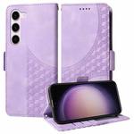 For Samsung Galaxy S23 5G Embossed Rhombus Starry Leather Phone Case(Purple)