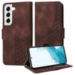 For Samsung Galaxy S22+ 5G Embossed Rhombus Starry Leather Phone Case(Brown)