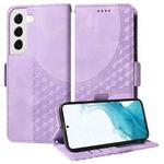 For Samsung Galaxy S22+ 5G Embossed Rhombus Starry Leather Phone Case(Purple)