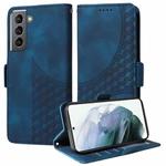 For Samsung Galaxy S21 5G Embossed Rhombus Starry Leather Phone Case(Blue)