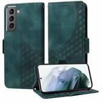 For Samsung Galaxy S21+ 5G Embossed Rhombus Starry Leather Phone Case(Green)