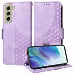 For Samsung Galaxy S21 FE 5G Embossed Rhombus Starry Leather Phone Case(Purple)