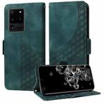 For Samsung Galaxy S20 Ultra Embossed Rhombus Starry Leather Phone Case(Green)