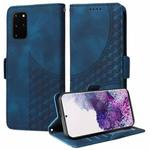 For Samsung Galaxy S20+ Embossed Rhombus Starry Leather Phone Case(Blue)