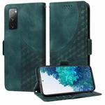 For Samsung Galaxy S20 FE Embossed Rhombus Starry Leather Phone Case(Green)