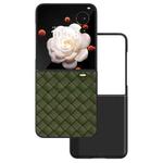 For Honor Magic V Flip Black Frame Woven Texture PU Phone Case(Green)