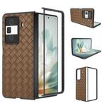 For Honor Magic Vs3 Black Frame Woven Texture PU Phone Case(Brown)
