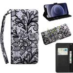 For iPhone 12 mini 3D Painting Pattern Coloured Drawing Horizontal Flip PU Leather Case with Holder & Card Slots & Wallet & Lanyard(Black Lace)