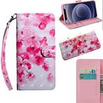 For iPhone 12 mini 3D Painting Pattern Coloured Drawing Horizontal Flip PU Leather Case with Holder & Card Slots & Wallet & Lanyard(Red Flower)