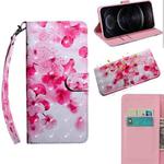 For iPhone 12 / 12 Pro 3D Painting Pattern Coloured Drawing Horizontal Flip PU Leather Case with Holder & Card Slots & Wallet & Lanyard(Red Flower)