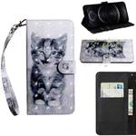 For iPhone 12 / 12 Pro 3D Painting Pattern Coloured Drawing Horizontal Flip PU Leather Case with Holder & Card Slots & Wallet & Lanyard(Cat)