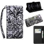 For iPhone 12 / 12 Pro 3D Painting Pattern Coloured Drawing Horizontal Flip PU Leather Case with Holder & Card Slots & Wallet & Lanyard(Black Lace)