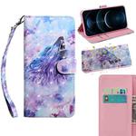 For iPhone 12 Pro Max 3D Painting Pattern Coloured Drawing Horizontal Flip PU Leather Case with Holder & Card Slots & Wallet & Lanyard(Howling Wolf)