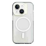For iPhone 13 MagSafe Colorful Wavy Circle PC Hybrid TPU Phone Case(White)