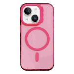 For iPhone 14 MagSafe Colorful Wavy Circle PC Hybrid TPU Phone Case(Rose Red)