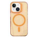 For iPhone 15 MagSafe Colorful Wavy Circle PC Hybrid TPU Phone Case(Orange)