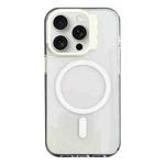 For iPhone 15 Pro MagSafe Colorful Wavy Circle PC Hybrid TPU Phone Case(White)