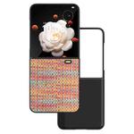 For Honor Magic V Flip Black Frame Color Lattice Texture PU Phone Case(Tangerine)