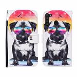 For Samsung Galaxy A21 (US Version) 3D Painted Pattern Horizontal Flip Leather Case with Holder & Wallet & Card slot & Lanyard(Glasses Dog)