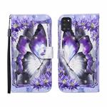 For Samsung Galaxy A31 3D Painted Pattern Horizontal Flip Leather Case with Holder & Wallet & Card slot & Lanyard(Purple Flower Butterfly)