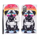 For Samsung Galaxy Note20 3D Painted Pattern Horizontal Flip Leather Case with Holder & Wallet & Card slot & Lanyard(Glasses Dog)