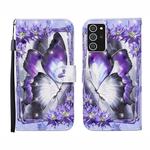 For Samsung Galaxy Note20 Ultra 3D Painted Pattern Horizontal Flip Leather Case with Holder & Wallet & Card slot & Lanyard(Purple Flower Butterfly)