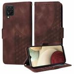 For Samsung Galaxy A12 / M12 / F12 5G Embossed Rhombus Starry Leather Phone Case(Brown)