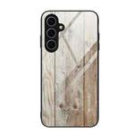 For Samsung Galaxy S24 FE 5G Wood Grain Glass Phone Case(Grey)