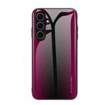 For Samsung Galaxy S24 FE 5G Texture Gradient Glass TPU Phone Case(Rose Red)