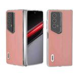 For Honor Magic V2 RSR Porsche Design ABEEL Transparent Frame Genuine Leather Wave Phone Case(Pink)