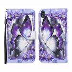 For Xiaomi Redmi 7A 3D Painted Pattern Horizontal Flip Leather Case with Holder & Wallet & Card slot & Lanyard(Purple Flower Butterfly)